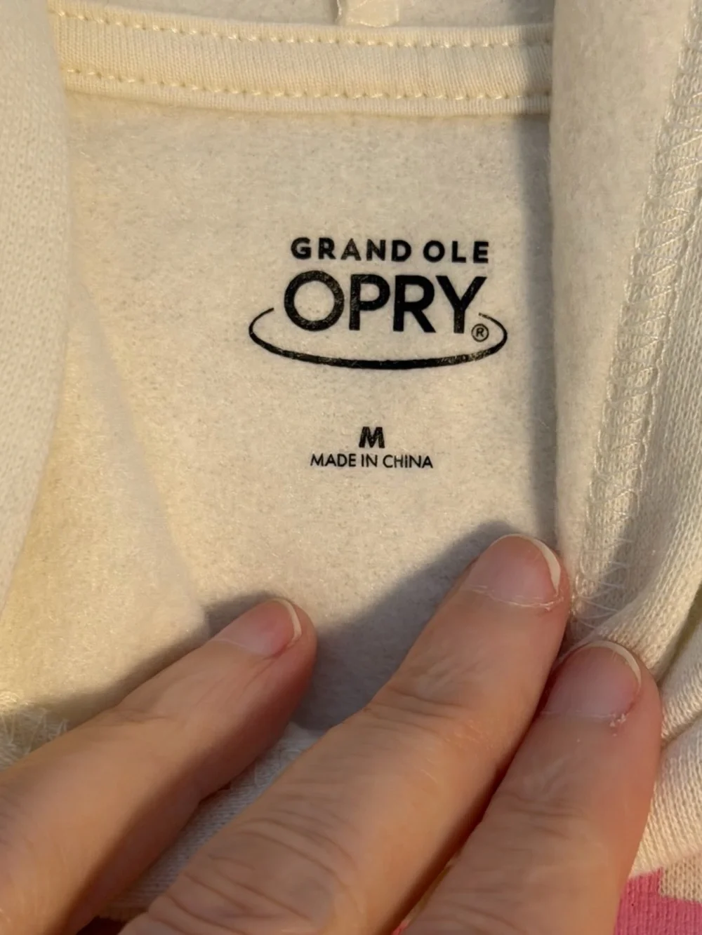 Grand Ole Opry Kids Cream Hoodie with Pink Graphic - Picture 3 of 5